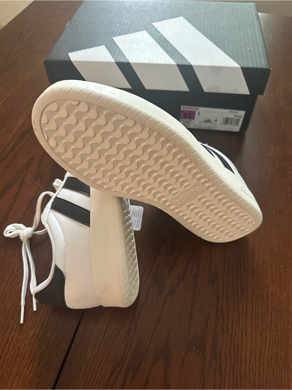 Adidas  White & Black Samba Style Casual Sneakers - Picture 3 of 4